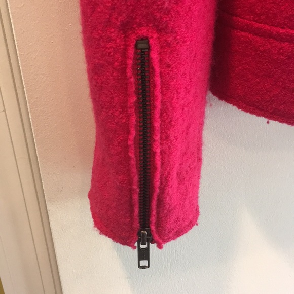 Tahari hot pink wool boucle moto style jacket - Picture 5 of 12